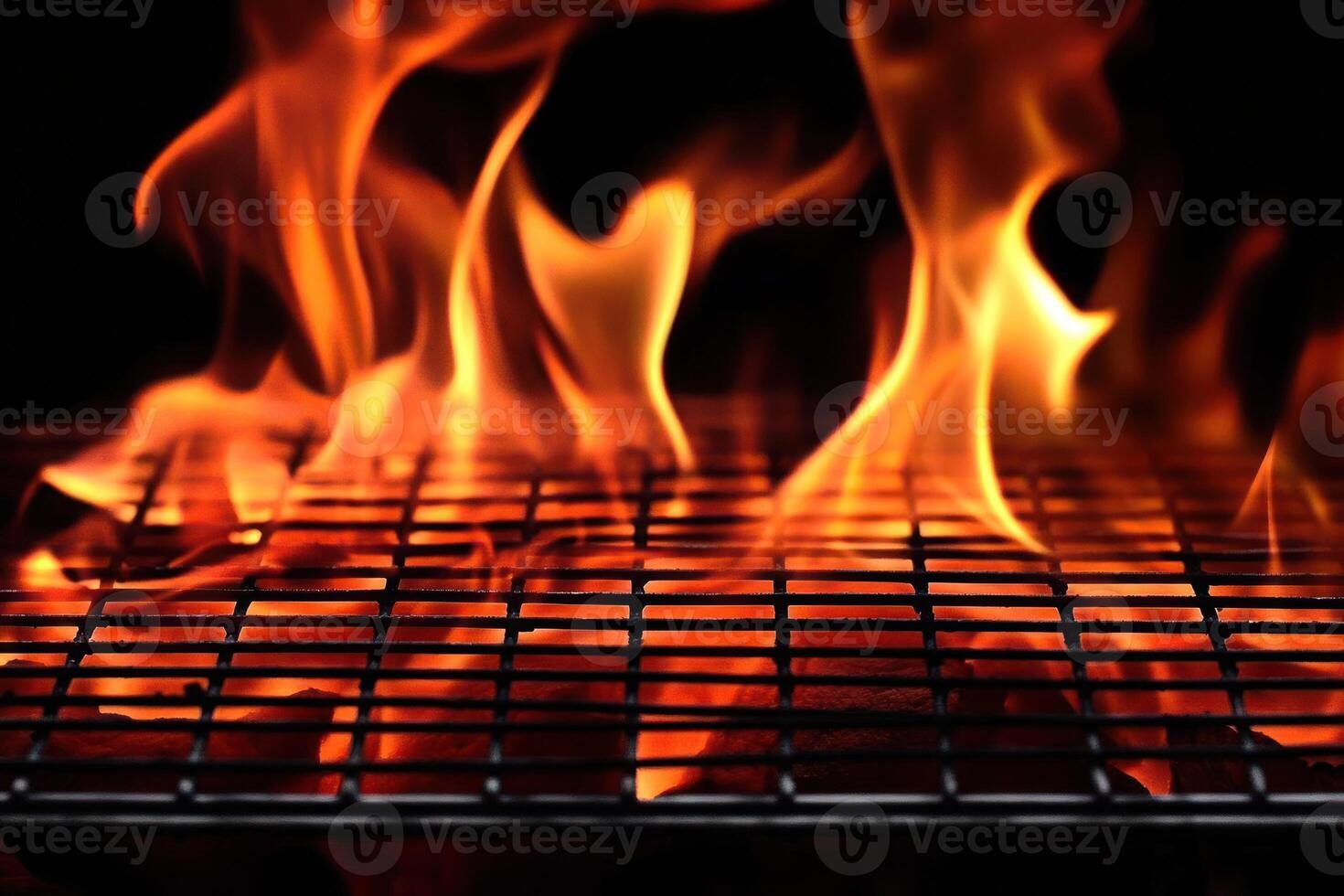 Hot Flaming BBQ Grill Charcoal Fire Summer Cookout photo