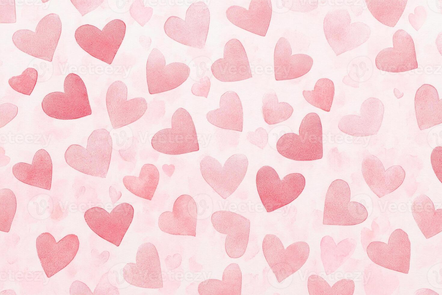 Romantic Pink Watercolor Hearts Background Love Pattern Valentine s Day Design photo