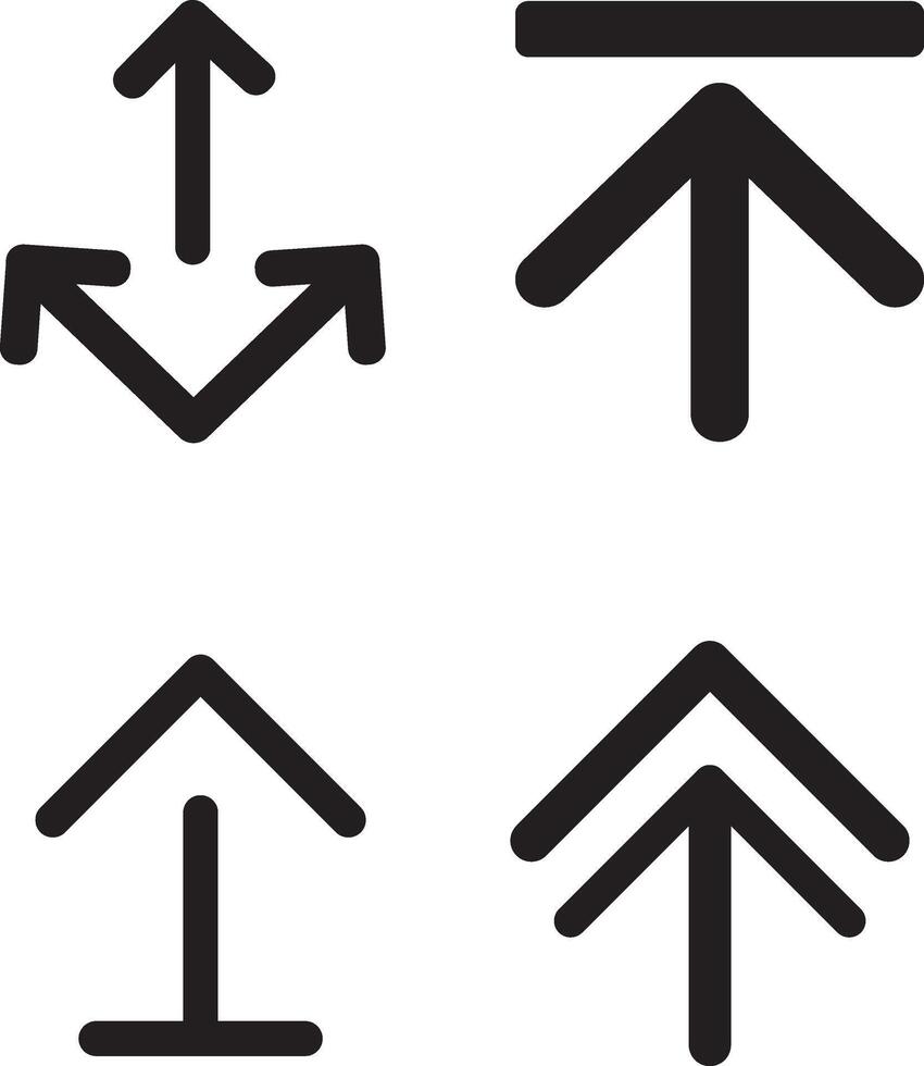 Arrow icon set isolate silhouette on white background vector