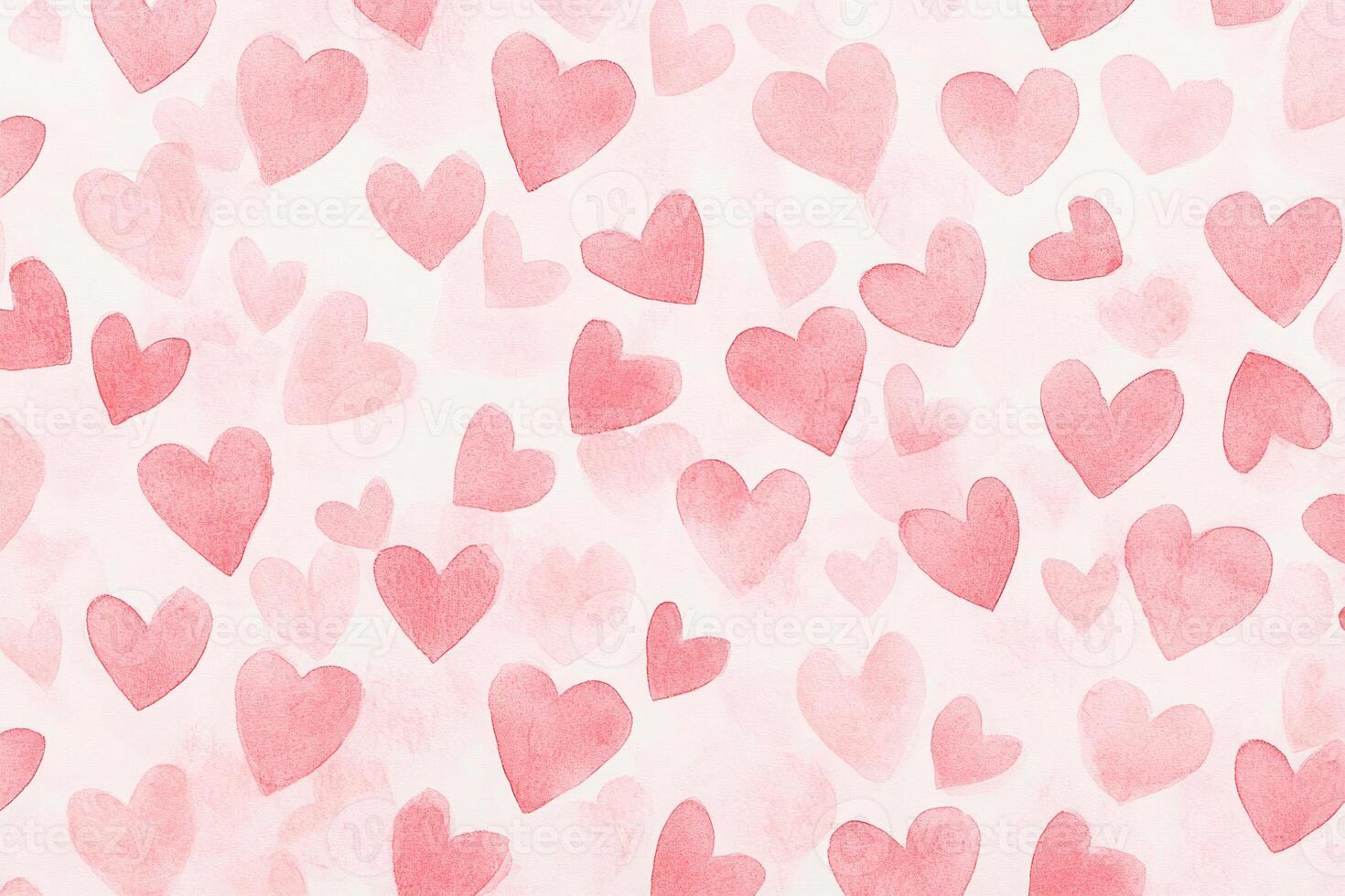 Romantic Pink Watercolor Hearts Background Valentine s Day Love Wedding Design photo