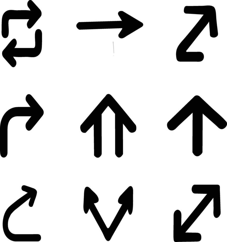 Arrow icon set silhouette illustration. direction flat icon on white background vector