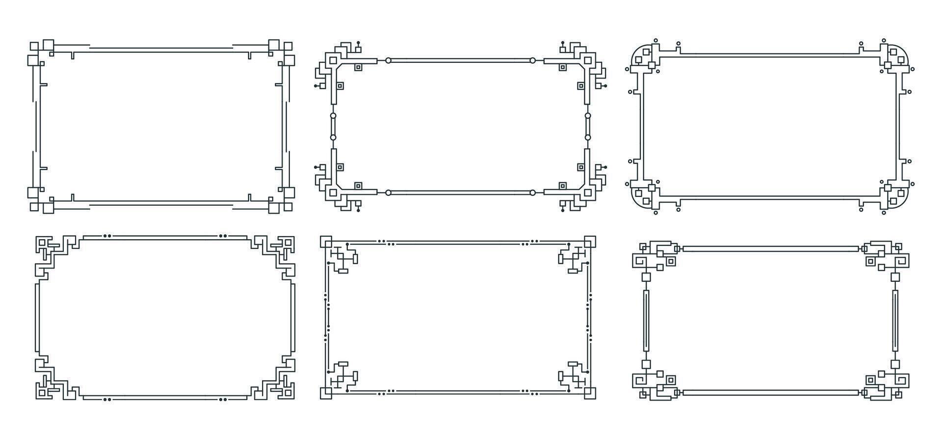 Chinese frame border in modern style. Abstract decoration elements in unique style. vector