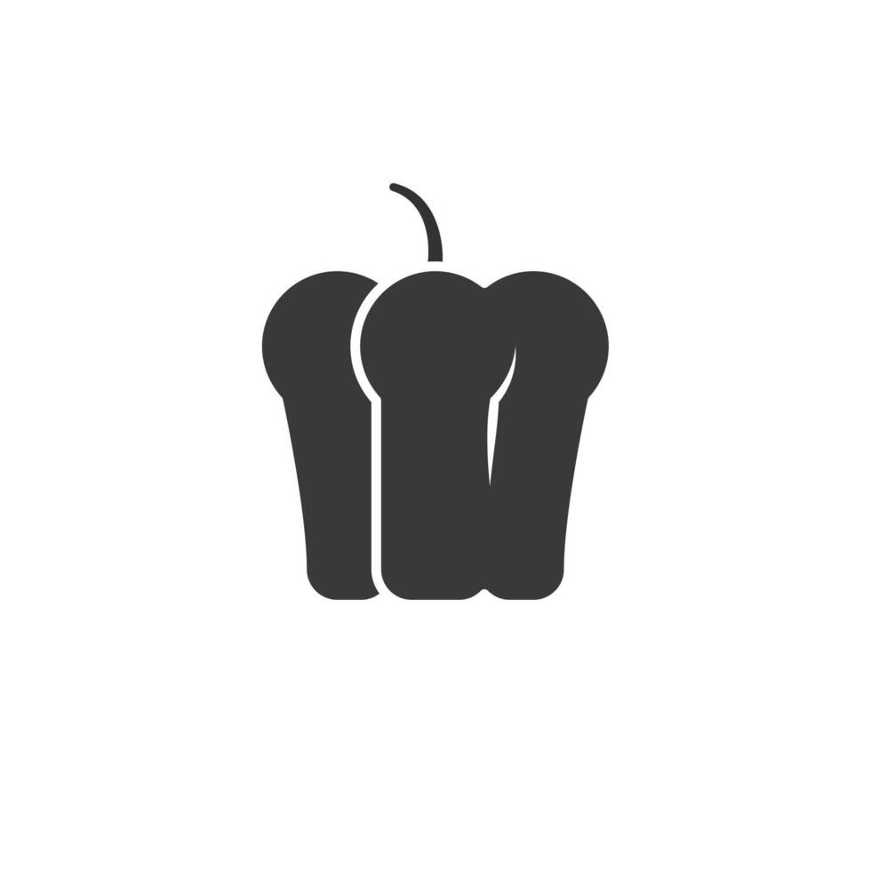 Bright Green Stylized Bell Pepper Silhouette Against White Background vector