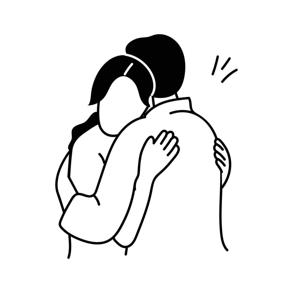 A warm hug between two people, symbolizing support and love vector