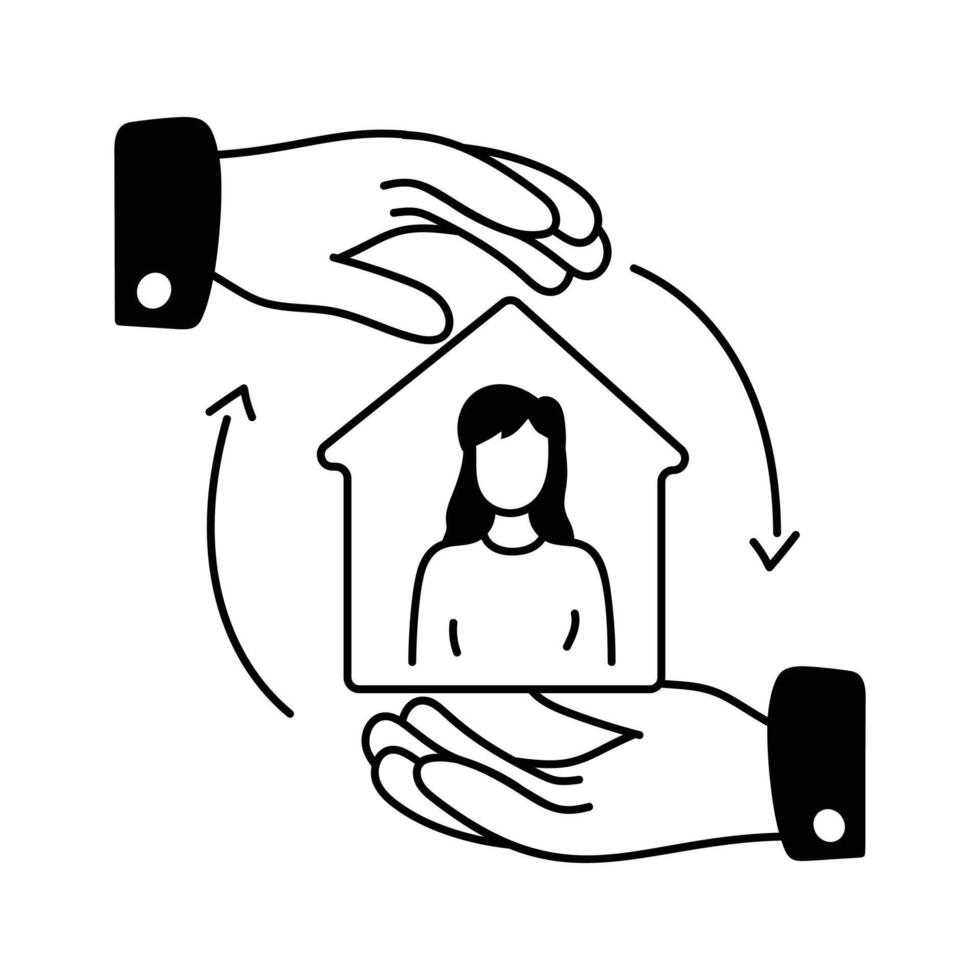 Hands cradling a person, symbolizing care and protecting relationships vector