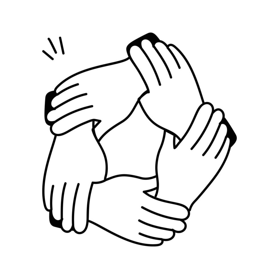 Hands forming a circle, symbolizing teamwork and togetherness in relationships vector