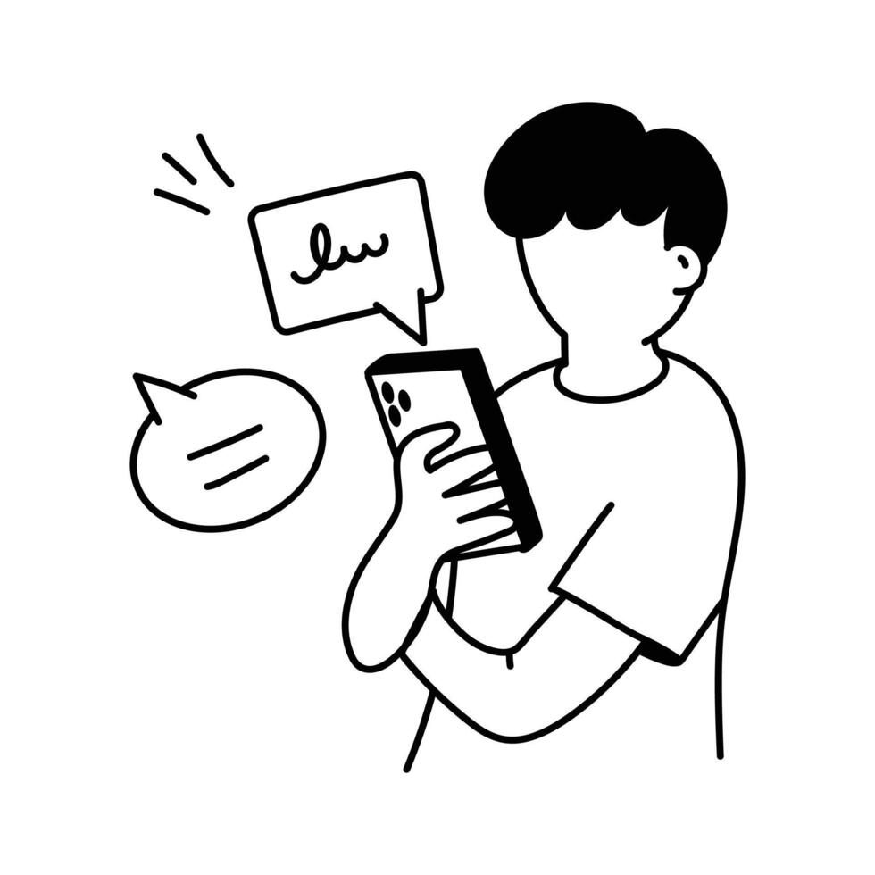 A person texting a crush with heart emojis vector