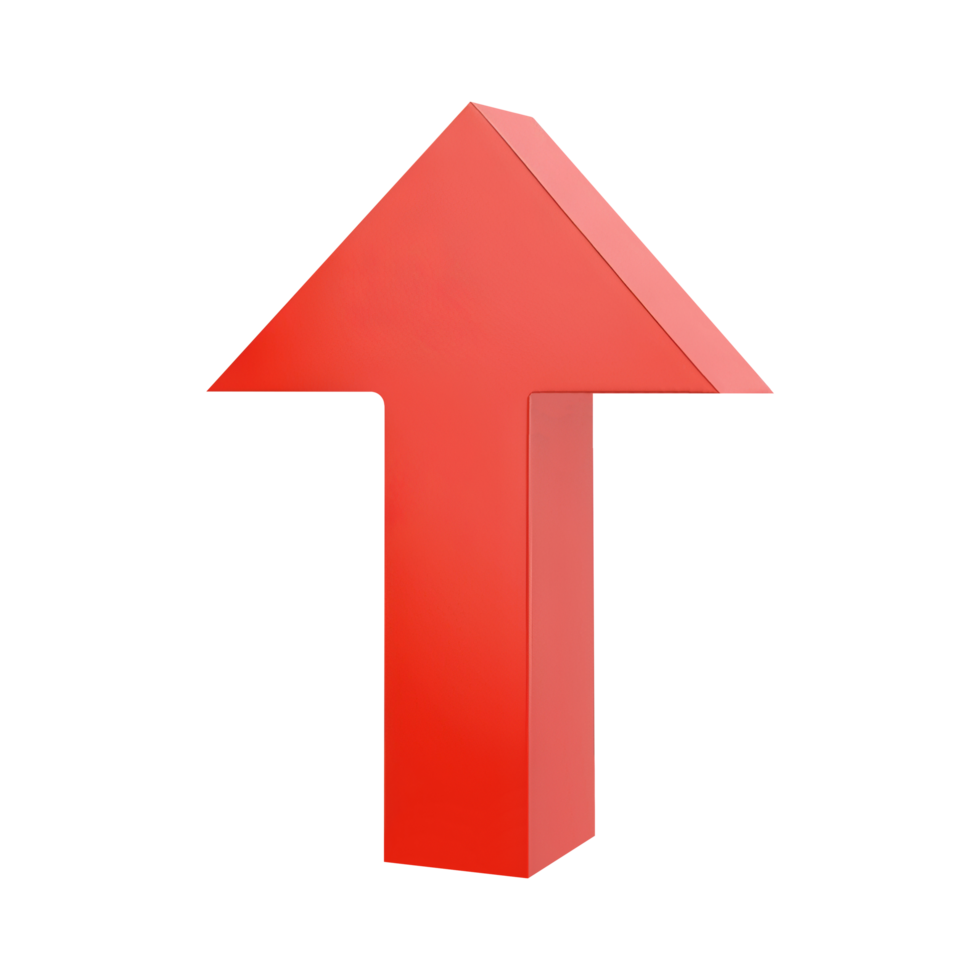 3D Red arrow business graph pointing up on transparent background png