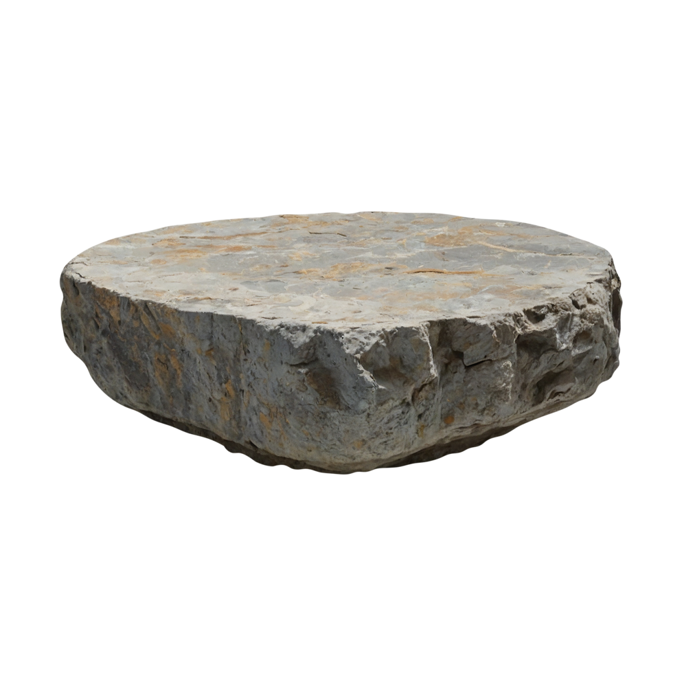 Rounded rock stone podium for product display on transparent background png