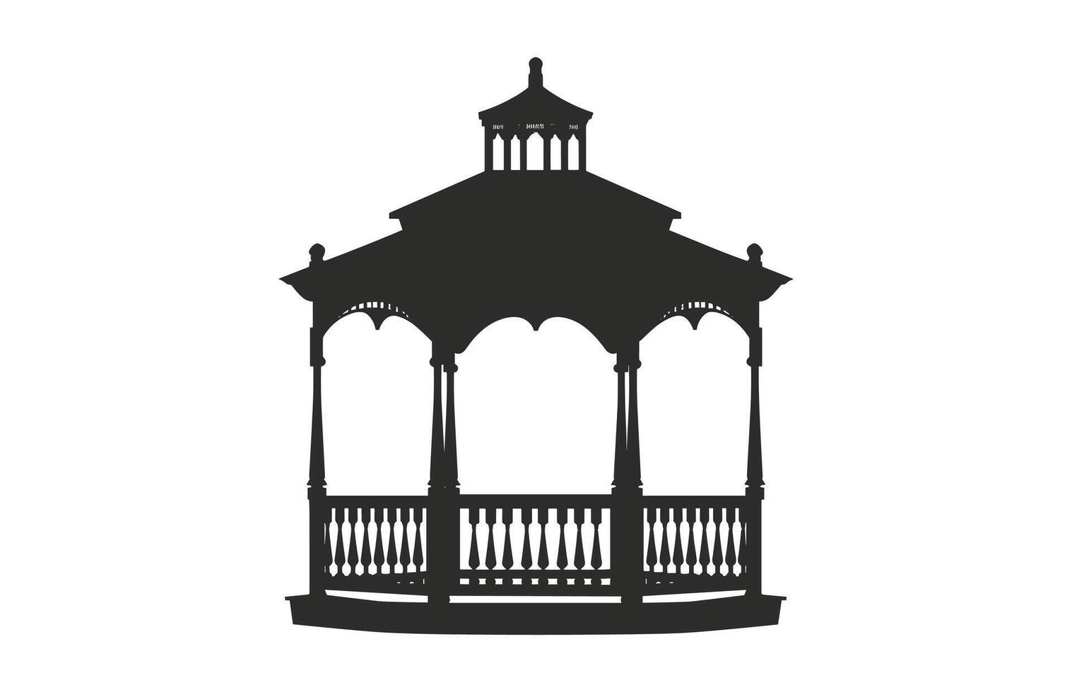 Gazebo Silhouette Clipart isolated on a white background vector