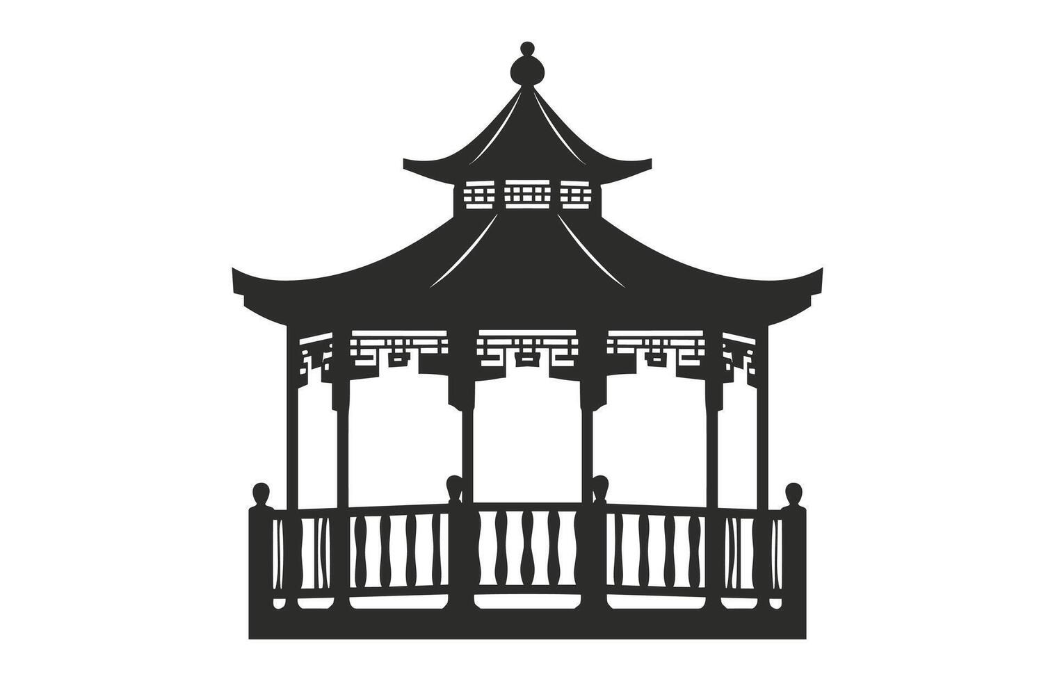 Gazebo Silhouette Clipart isolated on a white background vector