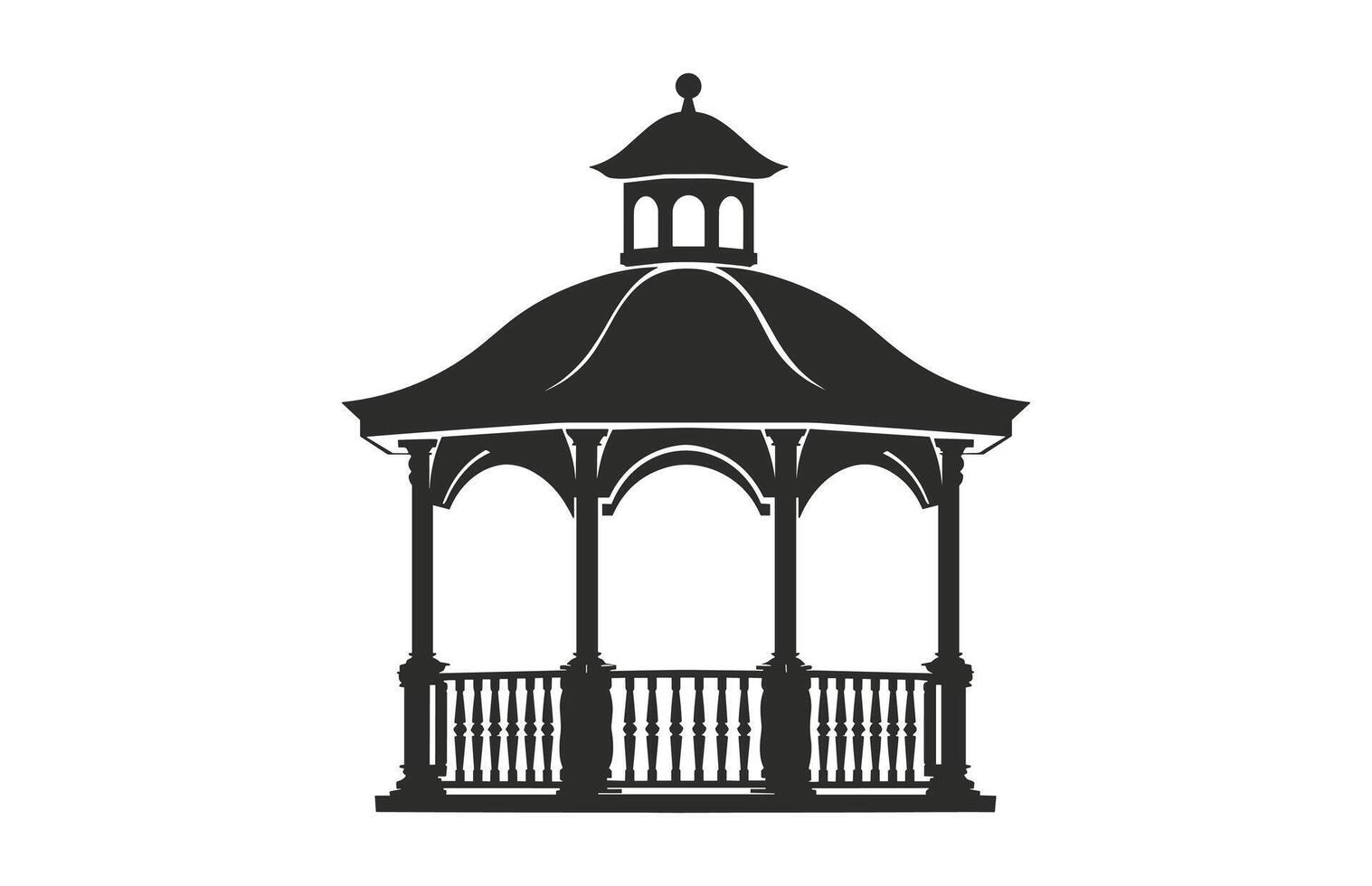 Gazebo Clipart Silhouette isolated on a white background vector