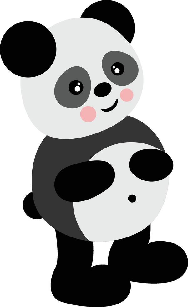 Cute panda standing isolated on white vector