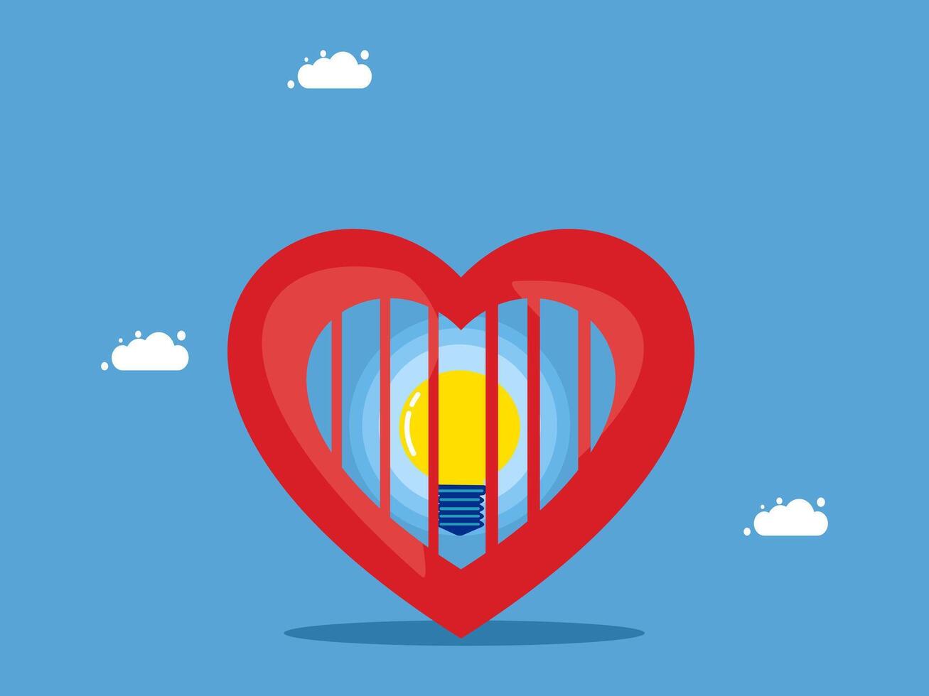 a heart with a light bulb inside it vector