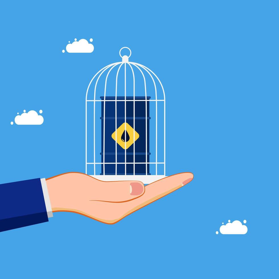 hand holding a bird cage with a yellow key in it vector