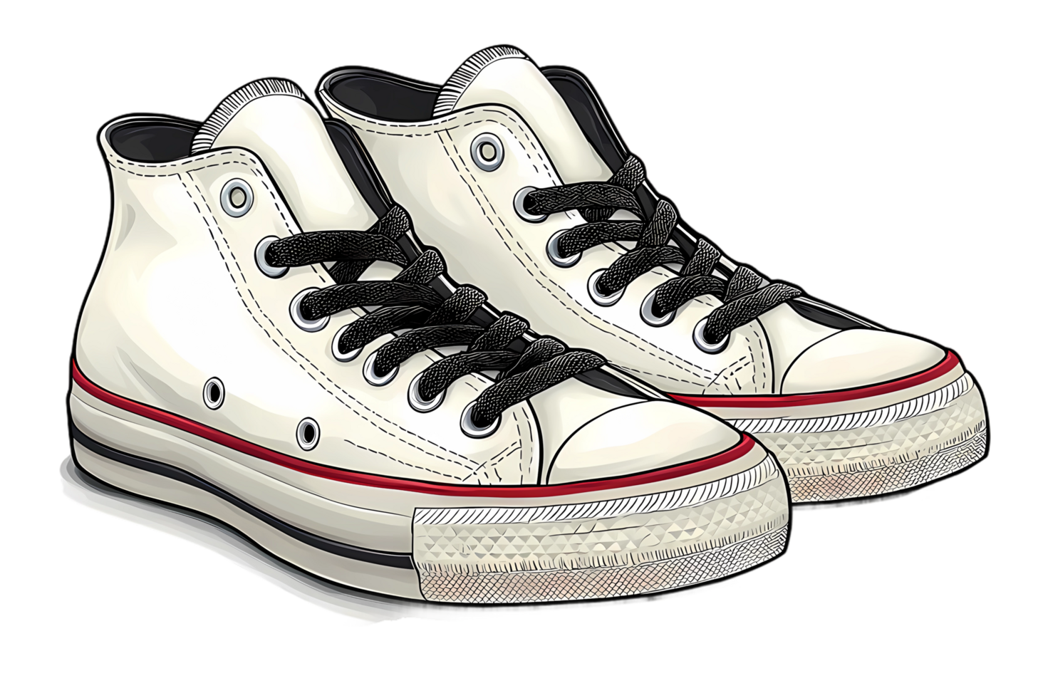 a pair of white sneakers on a transparent background png
