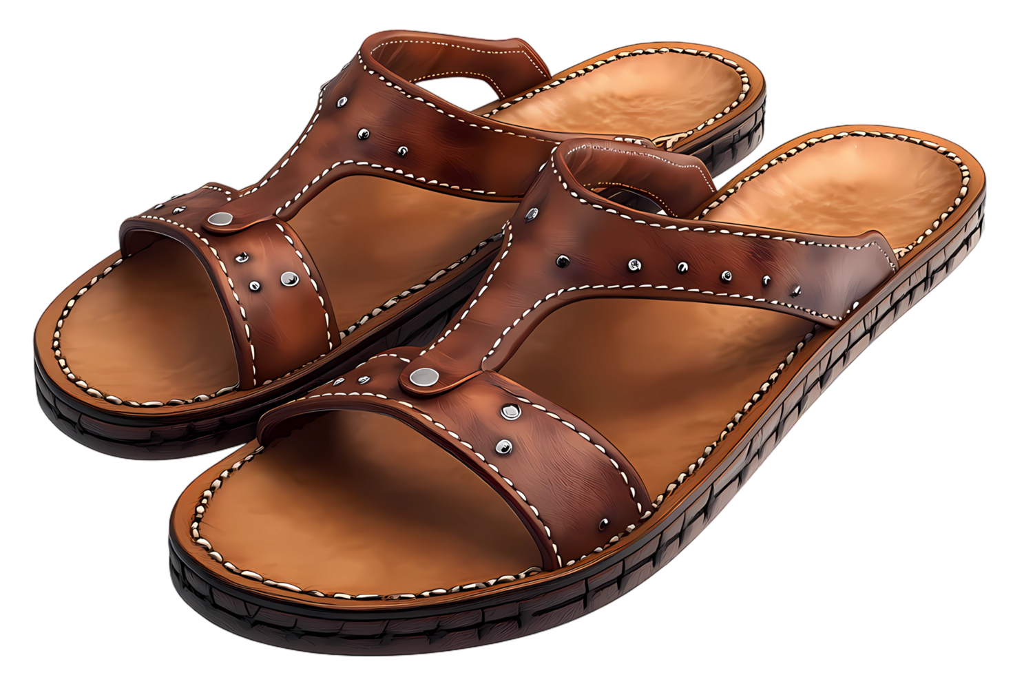 a pair of brown sandals on a transparent background png