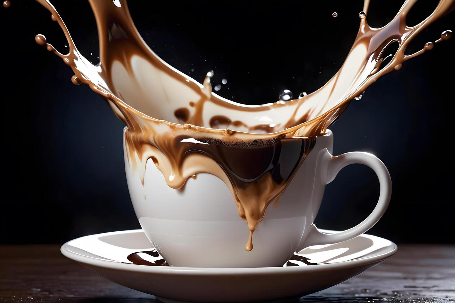 Coffee Splash in White Cup. photo