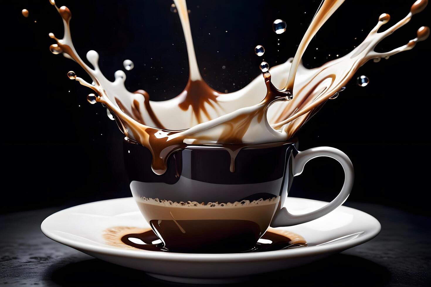 Coffee Splash in White Cup. photo