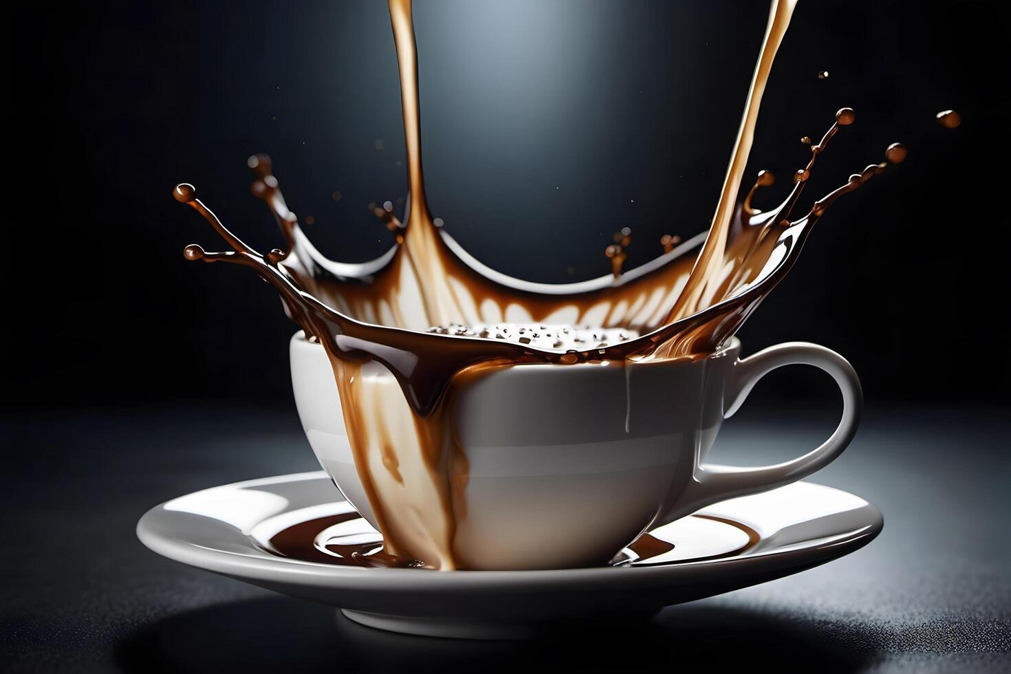Coffee Splashes in a White Cup. photo