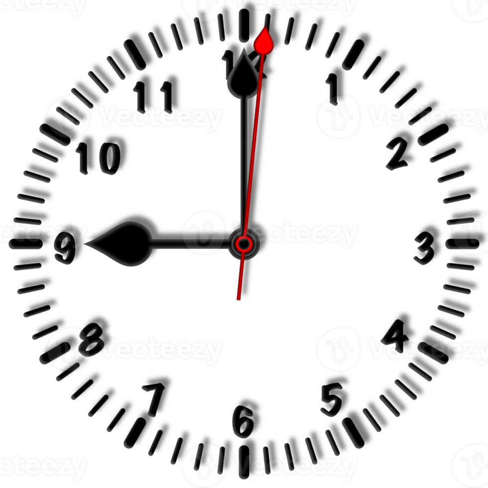 9 O'clock isolated on transparent background png