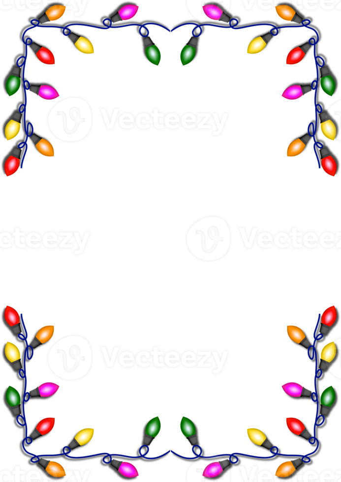 Christmas lights Colorful border frame png