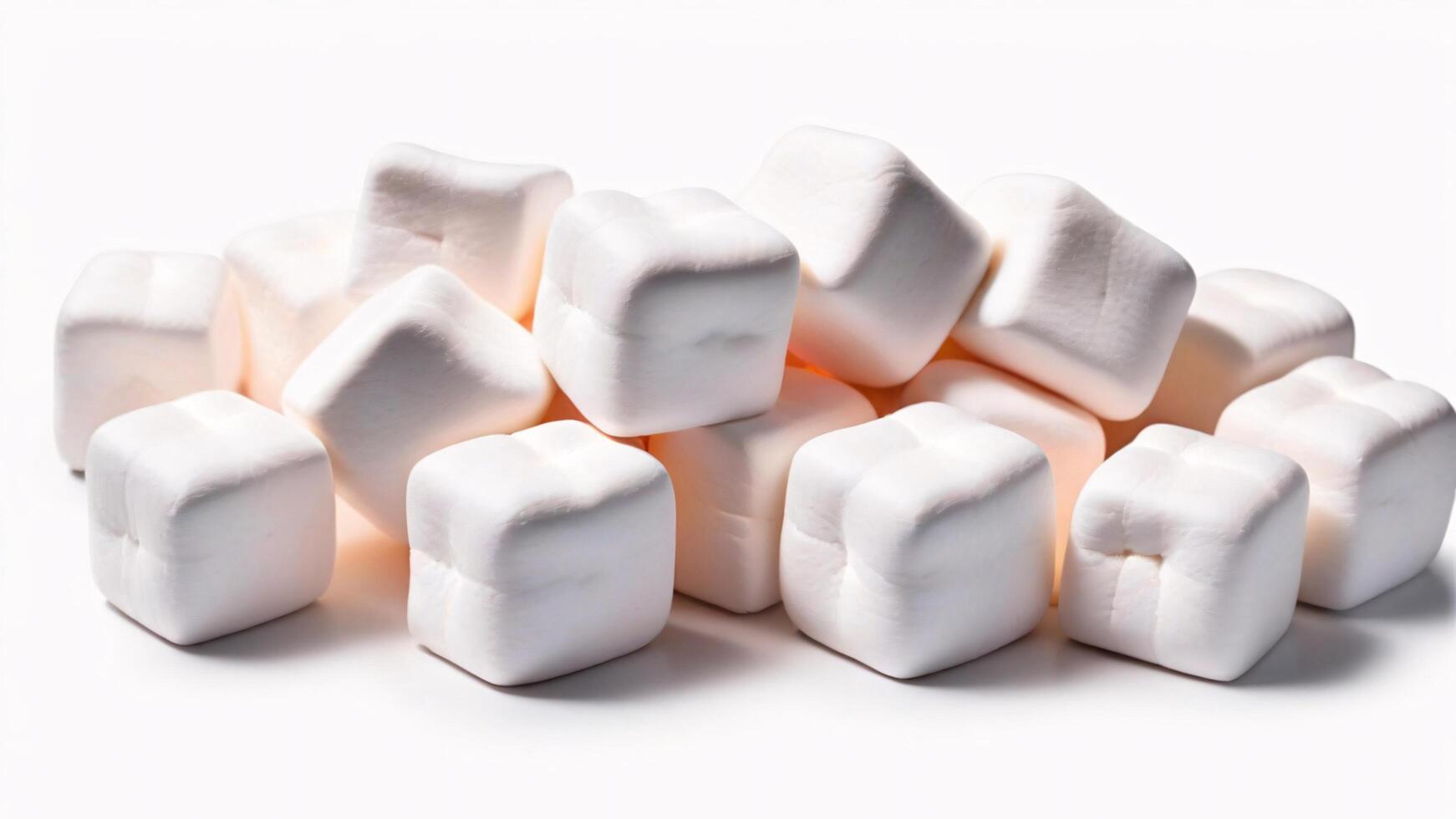 Close-up of a pile of white square marshmallows. photo