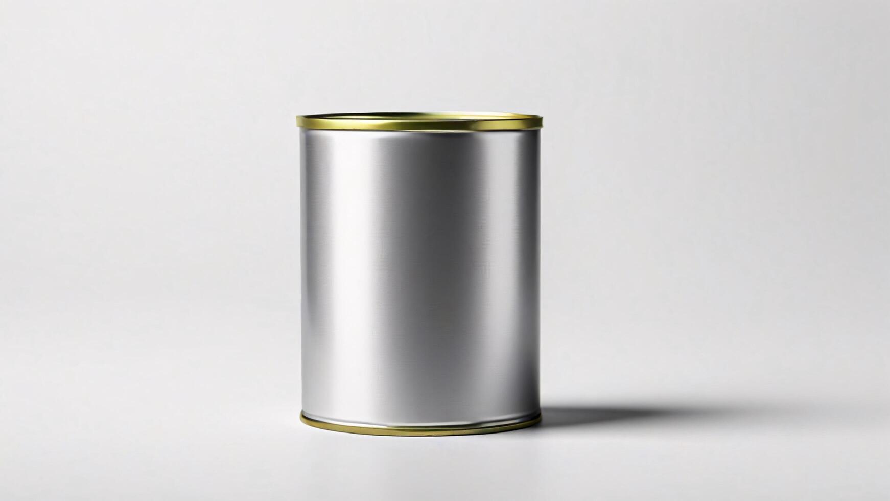 A silver can with gold top isolated on a white background. photo