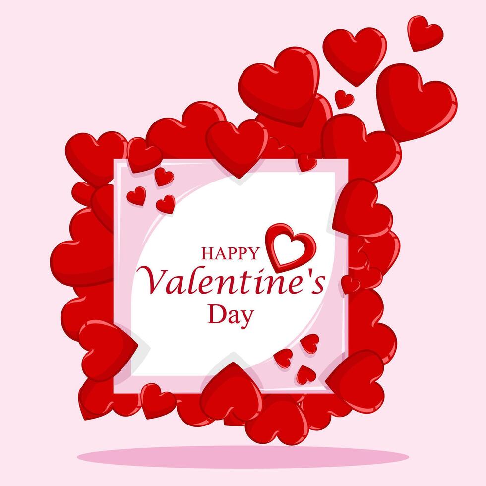 Flat illustration happy valentine day card, greeting card valentine day vector