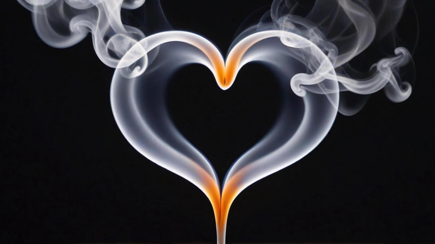 Abstract heart shape formed by white smoke on a black background. photo