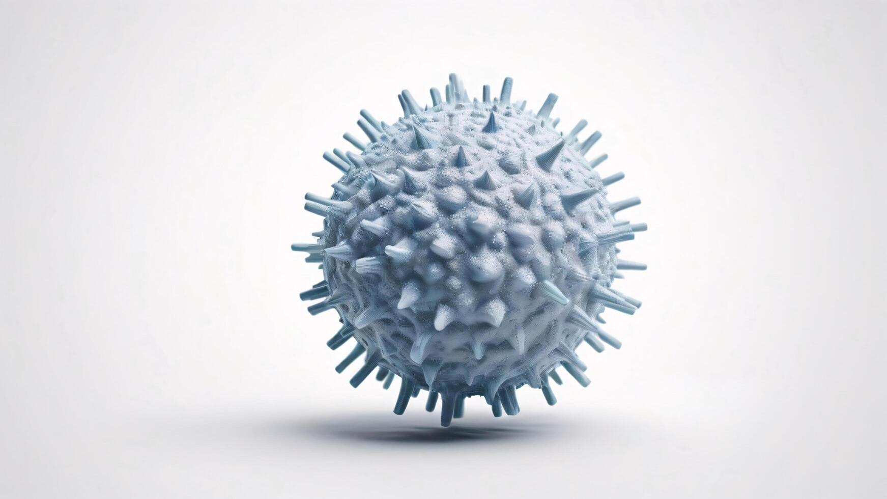 3D rendering of a spiky, blue virus cell. photo