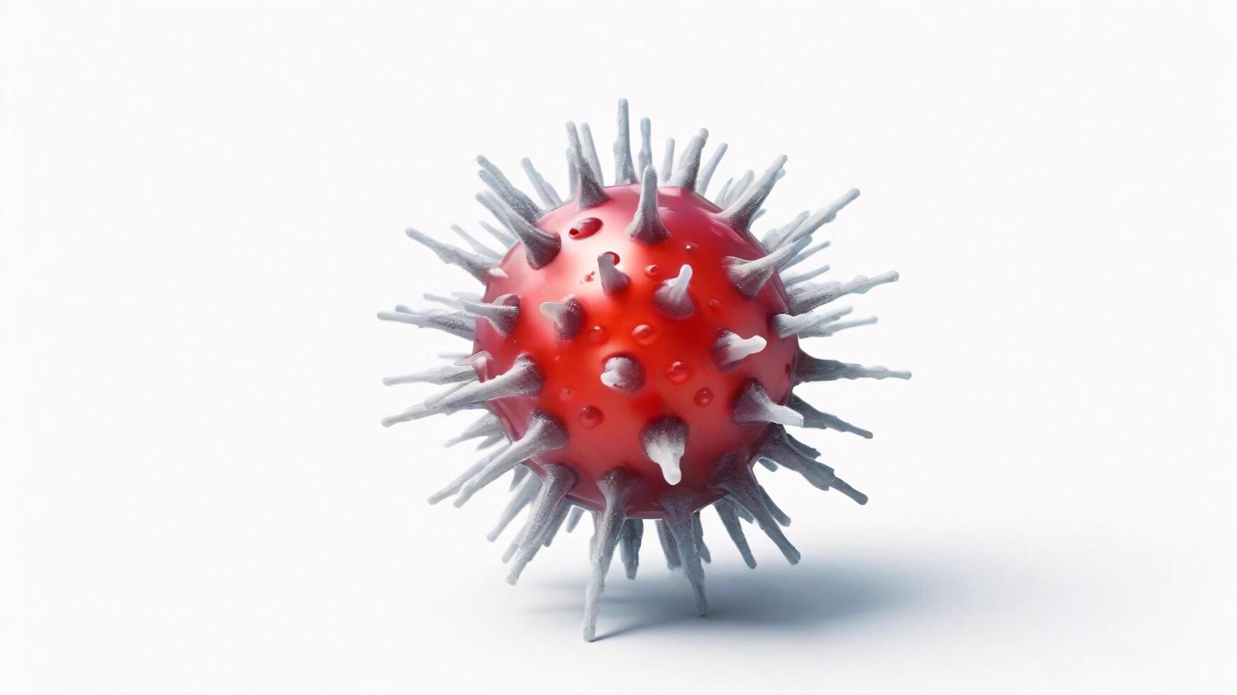 3D illustration of a red virus with spikes. photo