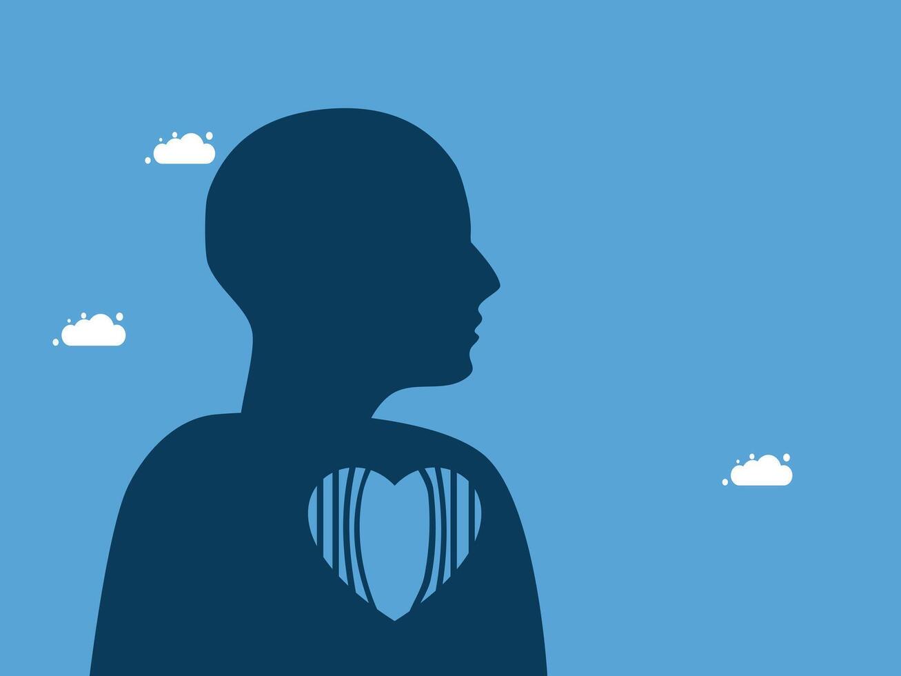 a silhouette of a man with a heart in his chest vector
