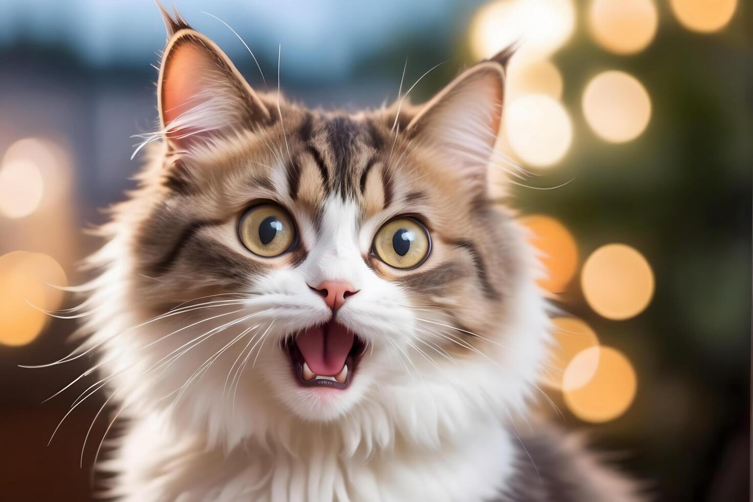 Surprised Cat with Mouth Open. photo