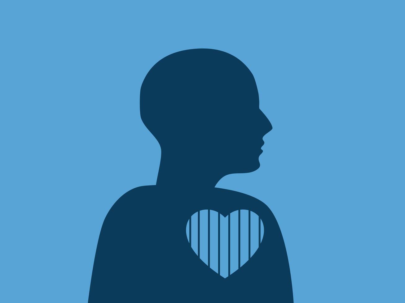 a silhouette of a man with a heart in his chest vector