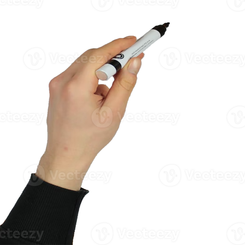 A person holding a pen with a black tip png