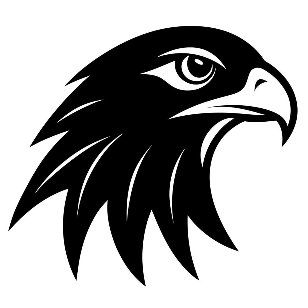 An eagle head is shown in black and white vector