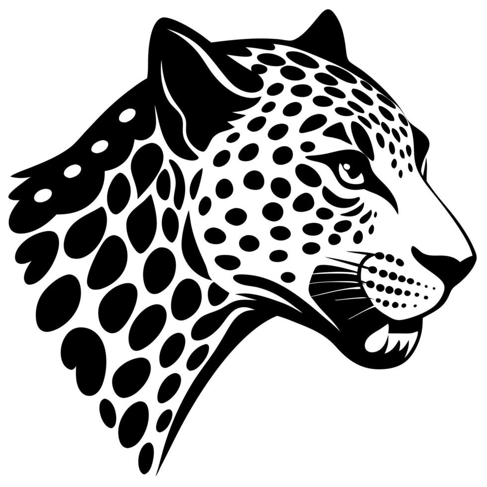 A black and white leopard head on a white background vector