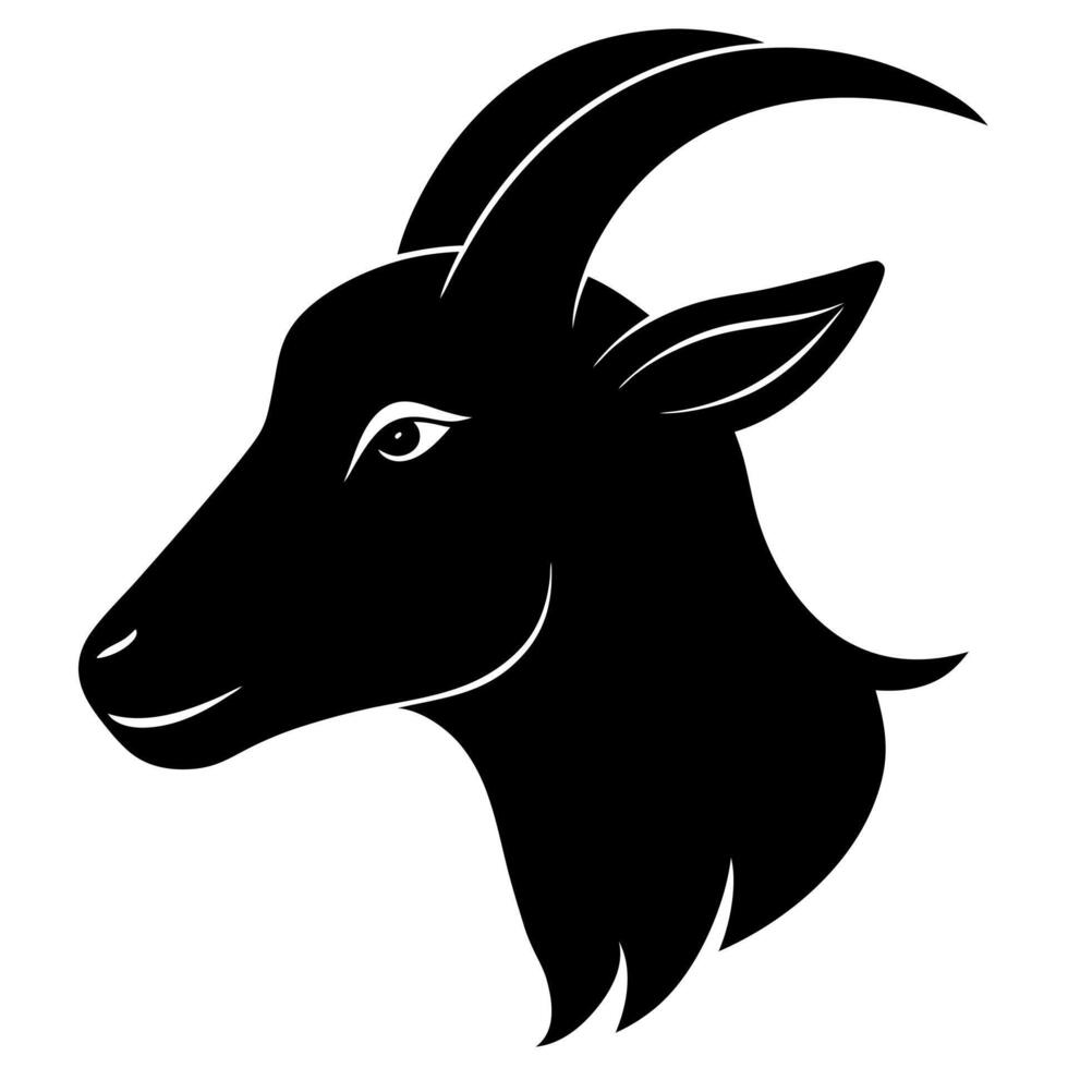 Simple and Clean Goat Head Silhouette Design for Logos and Illustrations vector