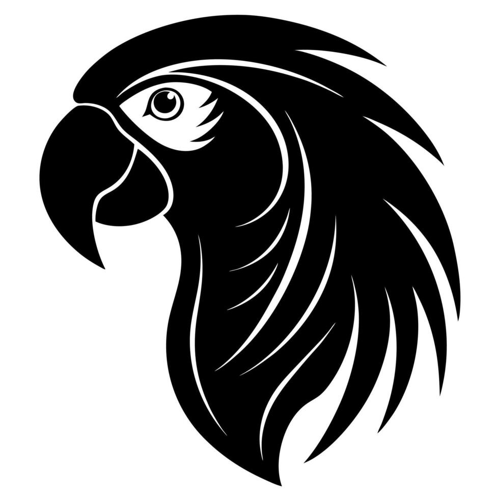 Stylish Parrot Head Silhouette Illustration for Unique Creations vector
