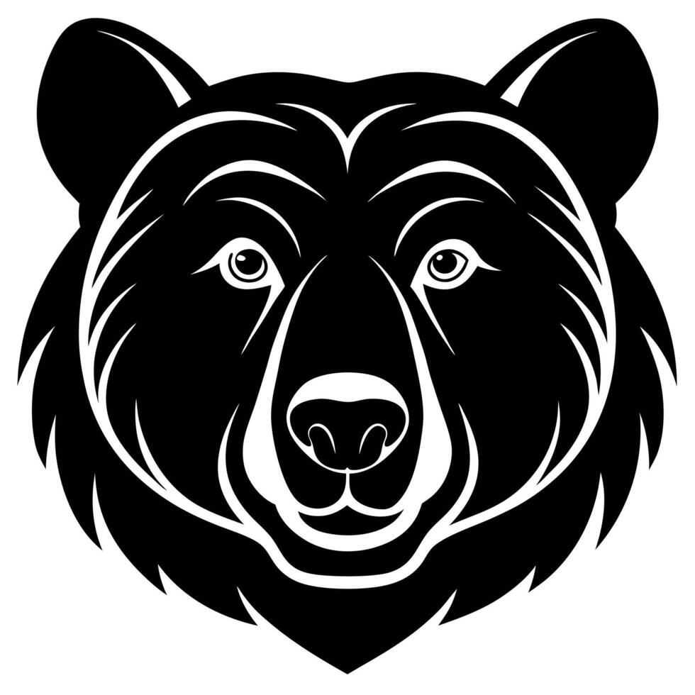 Strong Bear Head Silhouette Stunning Wildlife Illustration for Your Designs vector