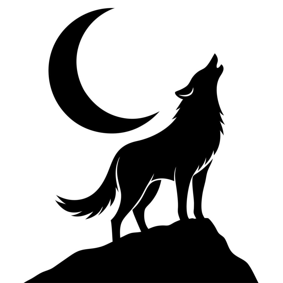 Wolf howling at the moon vector