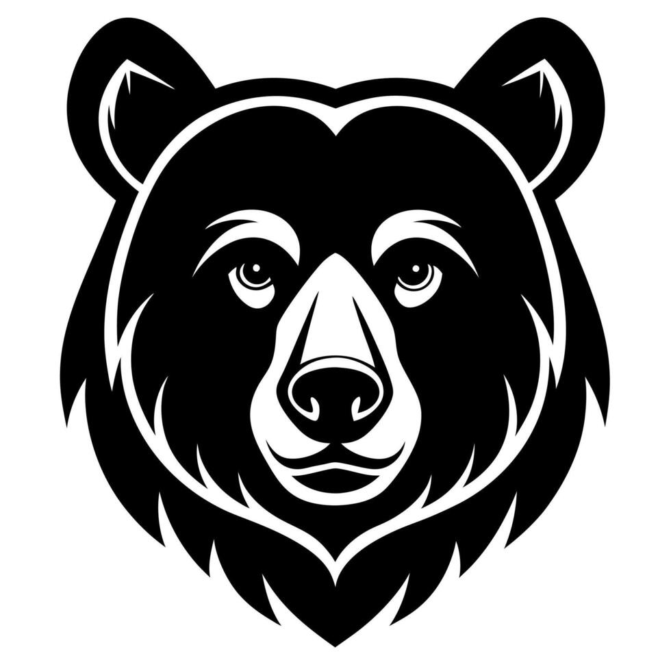 Minimalist Bear Head Silhouette Design Ideal for Artistic Creations vector