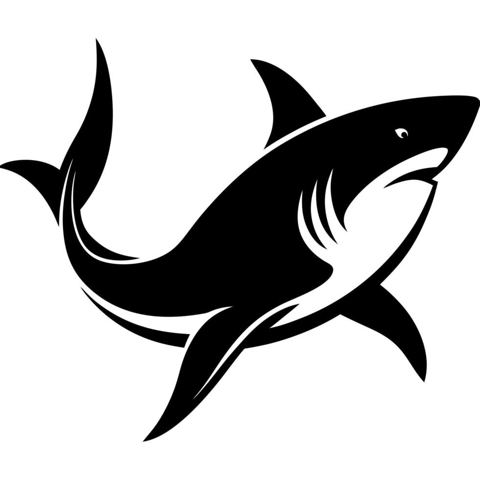 Shark Swimming Silhouette Illustration for Ocean-Themed Creative Artwork vector