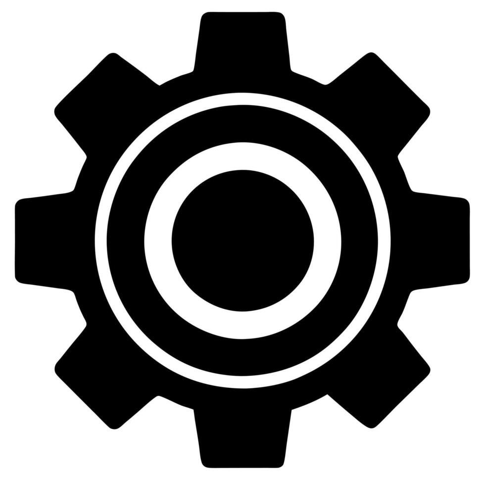 Minimalist Gear Icon Silhouette Perfect for UI and UX Projects vector