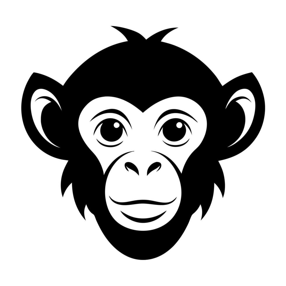 Elegant Monkey Head Silhouette for Artistic Illustrations and Graphic Use vector