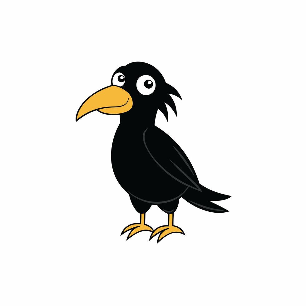 Black Raven Cartoon Silhouette Illustration Perfect for Posters and Digital Designs vector