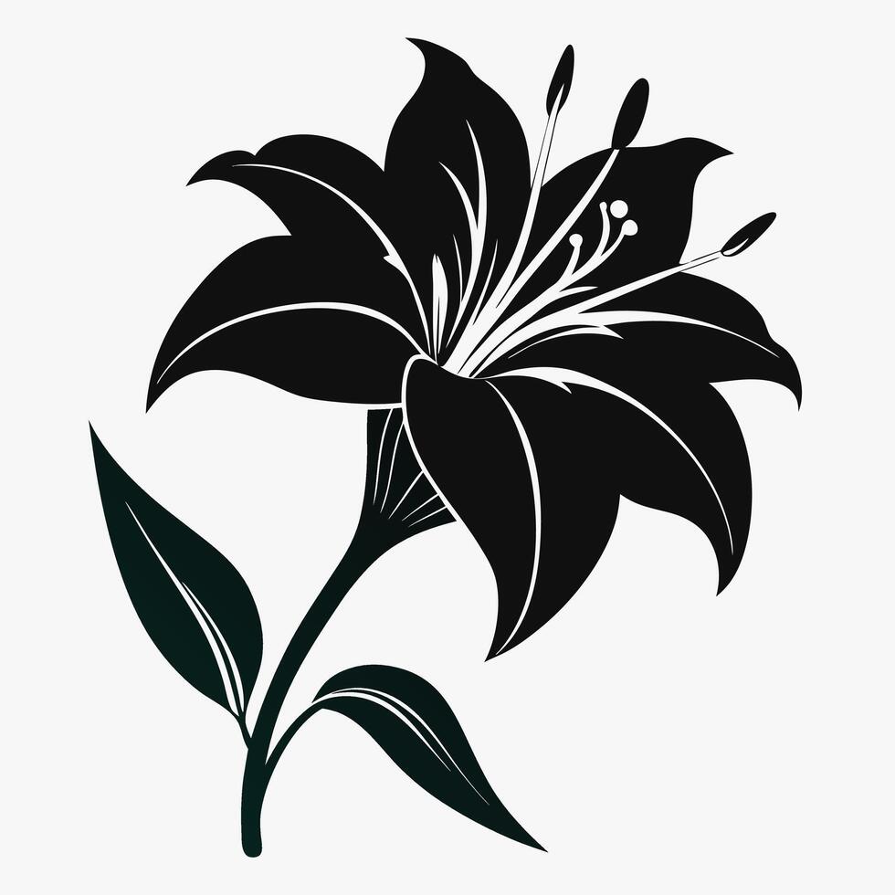 Elegant Lily Flower Silhouette Perfect for Minimalist and Decorative Art Projects vector