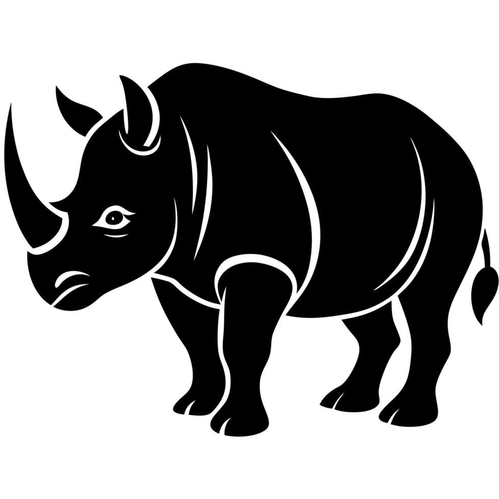 Wild Rhino Silhouette Artwork for African Wildlife Concepts vector