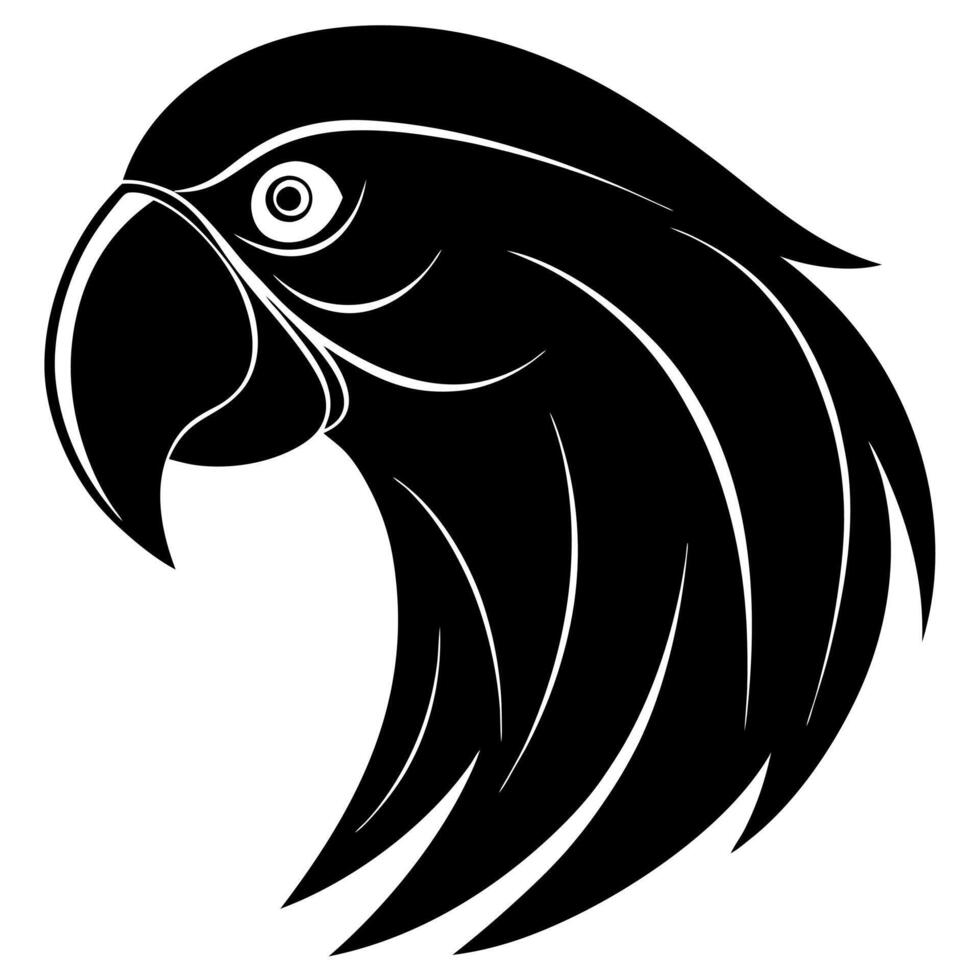 Tropical Parrot Head Silhouette Art for Creative Projects vector